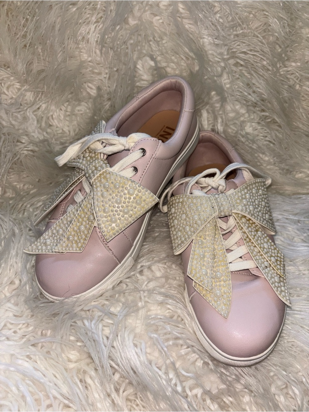 INC International Concepts Pink Pearl Bow Kids Sneakers